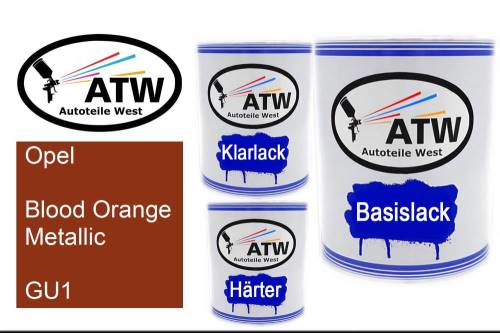 Opel, Blood Orange Metallic, GU1: 1L Lackdose + 1L Klarlack + 500ml Härter - Set, von ATW Autoteile West.